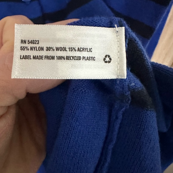 New Gap Blue/Black Stripe Sequins Button Up Knot Cardigan Seeater Women’s S - Picture 6 of 6